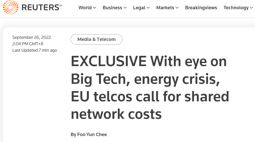 欧洲电信运营商联合声明：谷歌、Meta 等科技公司流量用太多，必须分担网络成本