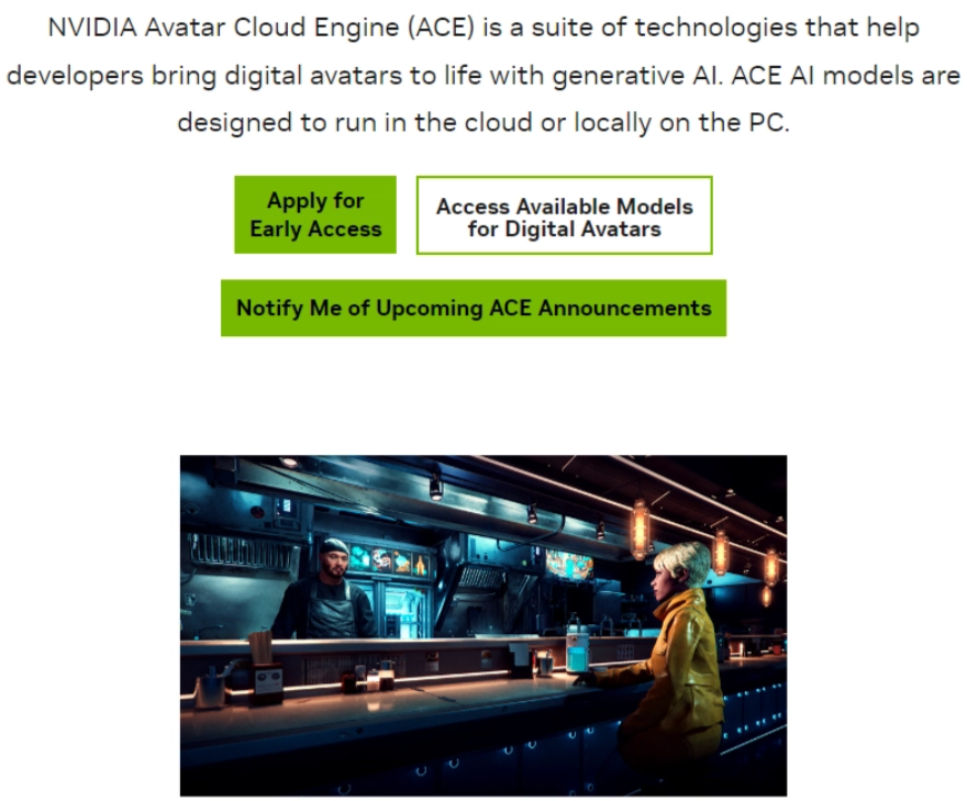 英伟达推出 NVIDIA ACE 服务，与米哈游、腾讯、网易等游戏公司合作开展 AI 数字人业务